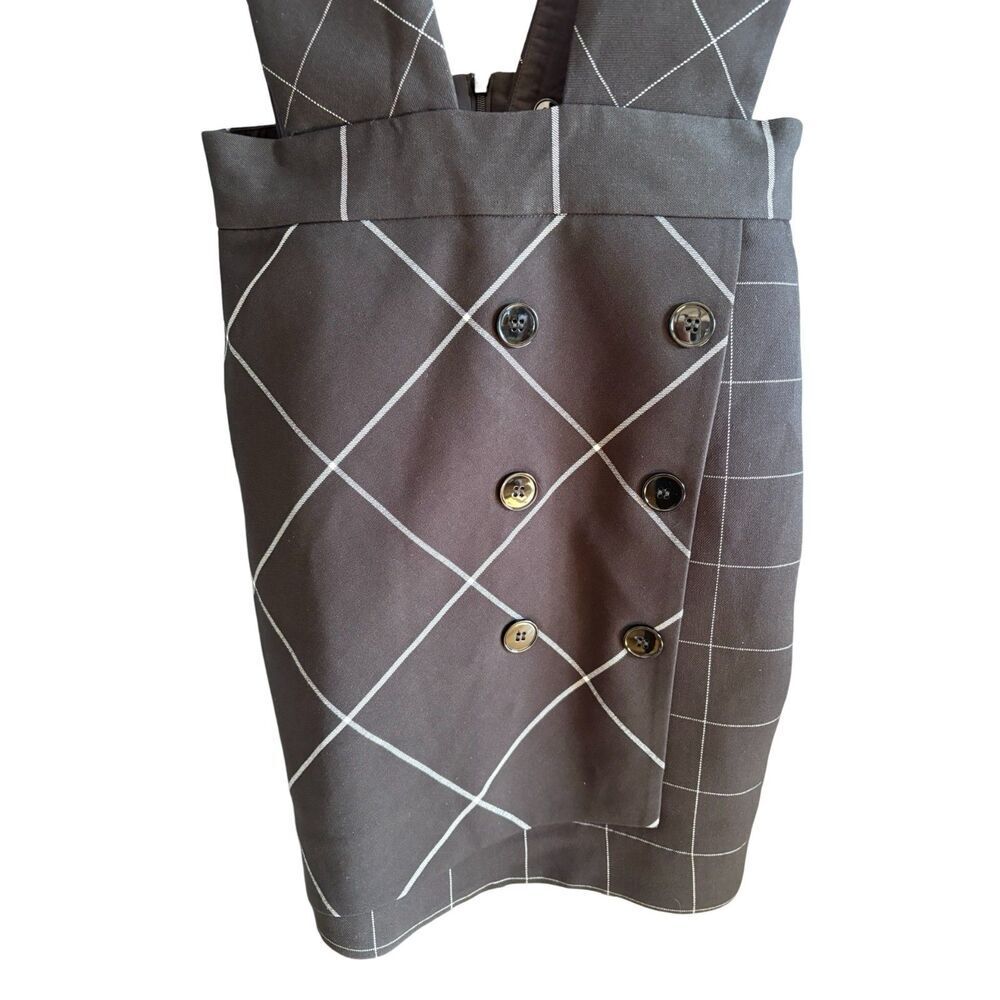 Maje NWT Joly Check Pinafore Overall Dress Black White Plaid Wrap Skirt Sz S - Picture 8 of 9